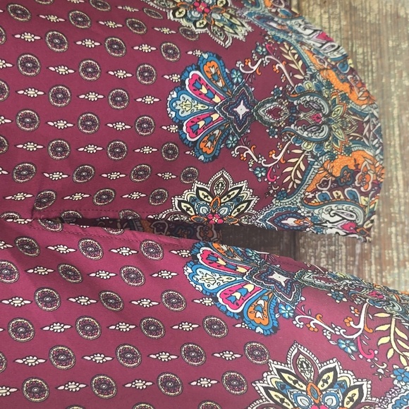 Sami & Jo Burgundy Patterned Tunic, Plus Size 1X - Picture 3 of 5